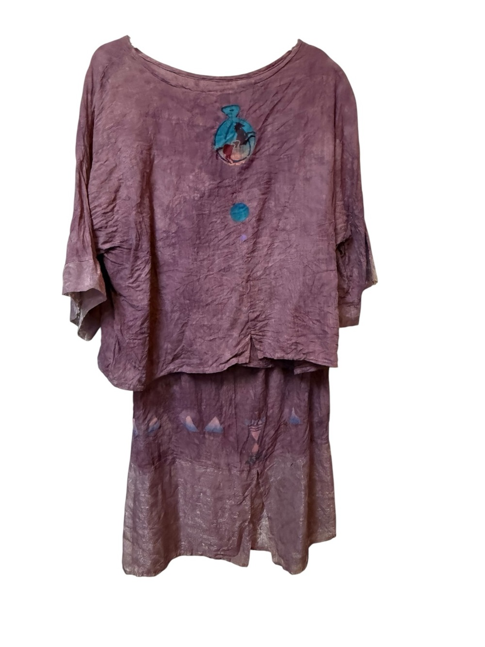 Steel Pony Y2K Dusty Mauve Linen Two-Piece Skirt Set size 3